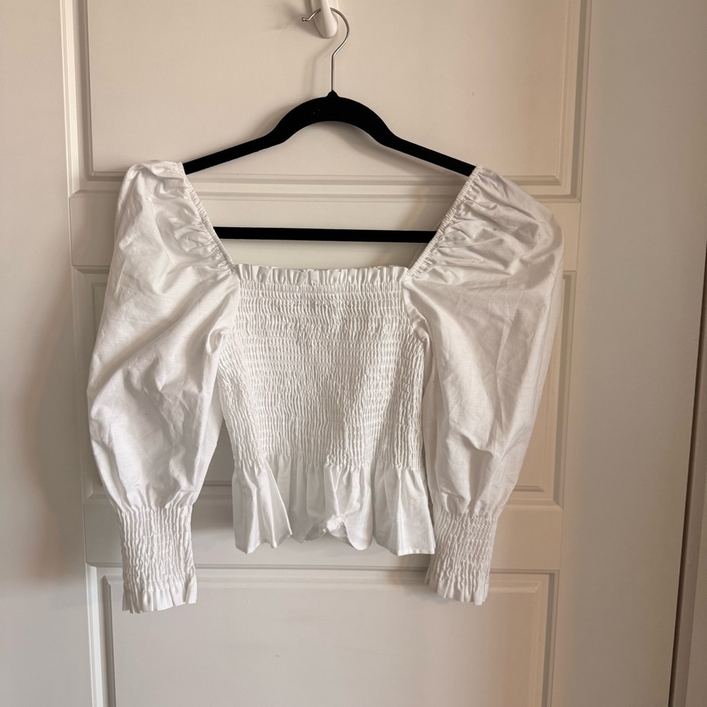Zara White Smocked Women's Top